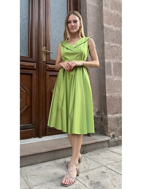 Cecilia Personal Midi Dress for Wedding / Baptism Satin Green