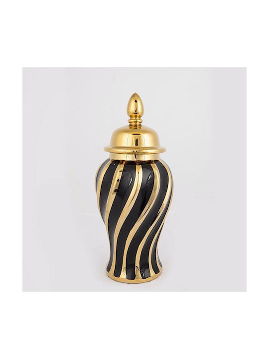 Estheti Home Ceramic Vase Gold Black Φ16x36.5cm 752-20033