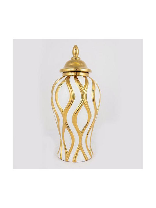 Estheti Home Ceramic Vase Beige Gold Ø18.8x42.6cm 752-20010