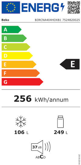 Beko Combină frigorifică 355lt NoFrost Î203.5xL59.5xA66.3cm. Inox B3RCNA404HDXB1