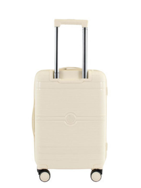 Y Not? Cabin Travel Suitcase Hard Ivory Beige with 4 Wheels Height 55cm SHI43001