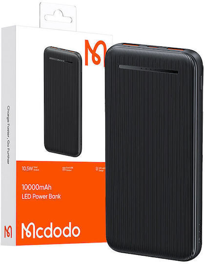 Mcdodo MC-4631 Power Bank 10000mAh 10.5W με 2 Θύρες USB-A και Θύρα USB-C Μαύρο