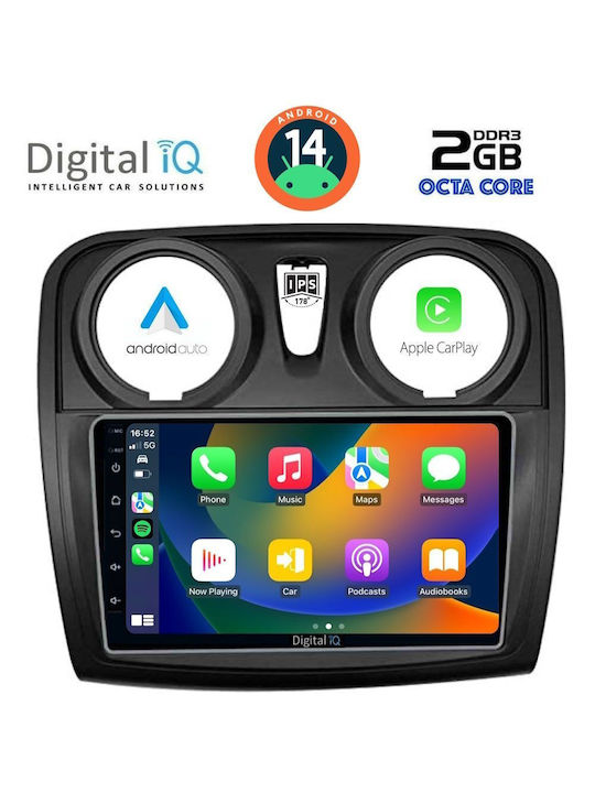 Digital IQ Car Audio System for Dacia Logan / Sandero 2012-2019 (Bluetooth/USB/AUX/WiFi/GPS) with Touch Screen 9"