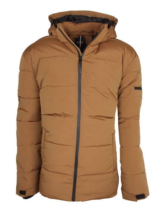 Double Men's Puffer Jacket Windproof Brown