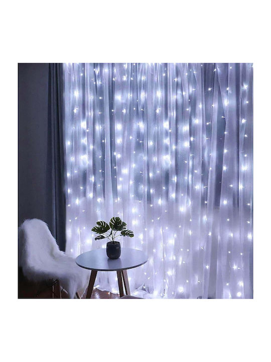 200 Λαμπάκια LED 2μ. x 200εκ. Λευκά USB τύπου Κουρτίνα