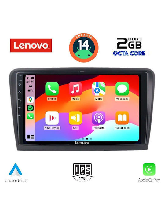 Lenovo Ηχοσύστημα Αυτοκινήτου για Skoda Rapid 2012> (Bluetooth/USB/AUX/WiFi/GPS/Apple-Carplay/Android-Auto) με Οθόνη Αφής 9"