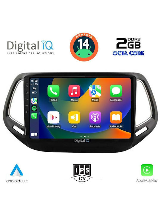 Digital IQ Car-Audiosystem für Jeep Kompass 2016-2021 (Bluetooth/USB/AUX/WiFi/GPS) mit Touchscreen 10"