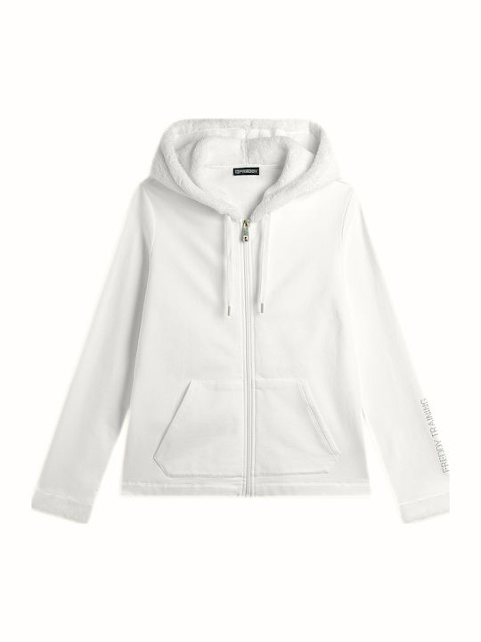 Women's Sweatshirt Jacket Hooded White