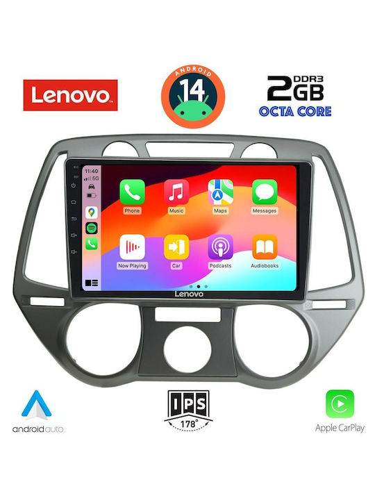 Lenovo Car-Audiosystem für Hyundai i20 2008-2012 mit A/C (Bluetooth/USB/AUX/WiFi/GPS) mit Touchscreen 9"