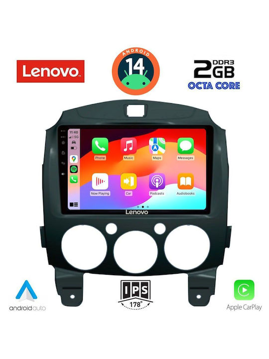 Lenovo Ηχοσύστημα Αυτοκινήτου για Mazda 2 2007-2014 (Bluetooth/USB/AUX/WiFi/GPS/Apple-Carplay/Android-Auto) με Οθόνη Αφής 9"