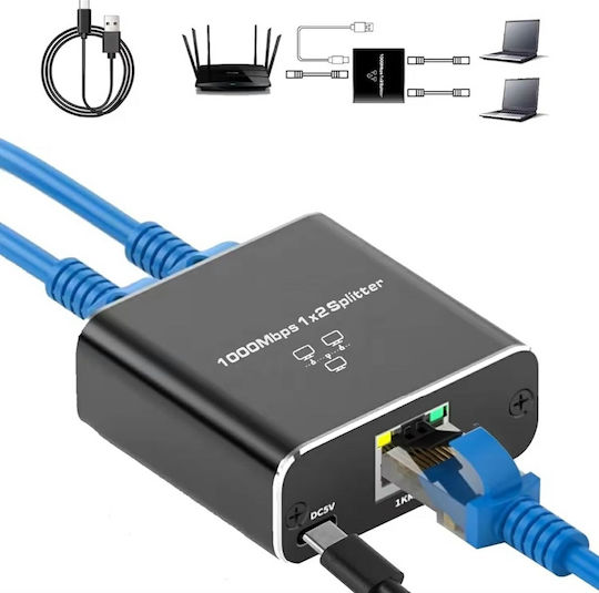 Separator de Semnal Ethernet Zola Plastic Oțel Inoxidabil Led 5.7x5.3x2.1 Negru