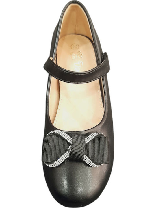 Kids Ballerinas with Hoop & Loop Closure Black