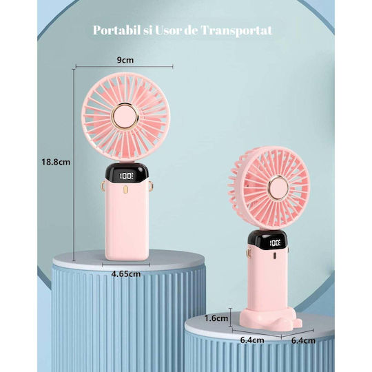 Ultra Portable Ventilator Aromatherapy Flippy 3 In 1 Handheld Desk Neck 5 Speed Levels Usb Charging 12h Autonomy Foldable Lcd Screen Pink