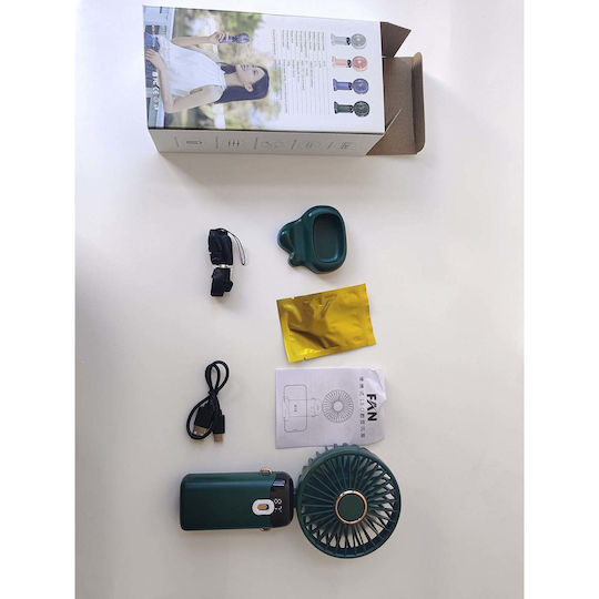 Ultra Tragbarer Ventilator Aromatherapie Flippy 3 In 1 Handheld Tisch Nacken 5 Geschwindigkeitsstufen USB-Aufladung 12h Akkulaufzeit Faltbar LCD-Bildschirm Grün