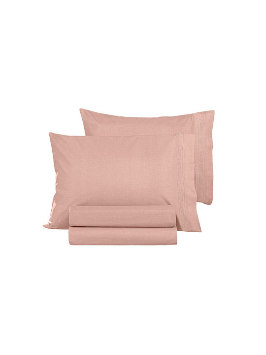 Guy Laroche Sheet for Single Bed 170x270cm. Color Plus Coral