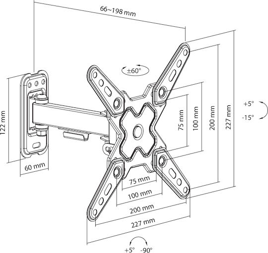 Sbox LCD-221-2 Wandhalterung für Fernseher bis 43" und 20kg Silber