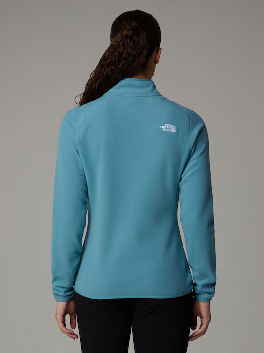 The North Face 100 Glacier 1/4 Women's Athletic Fleece Blouse with Zipper Algae Blue