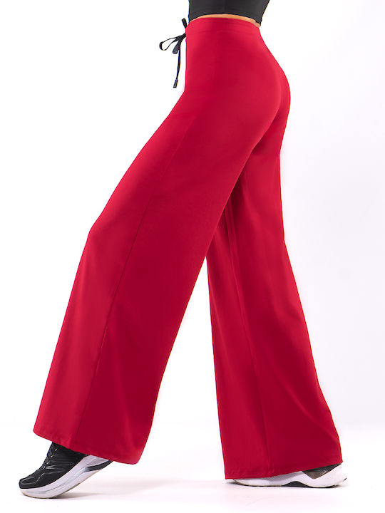 The Lady Selah Women's High-waisted Satin Trousers Burgundy