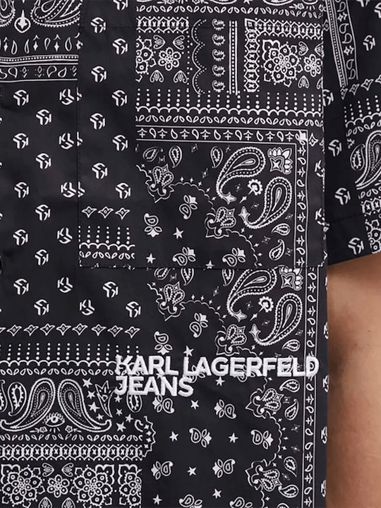 Karl Lagerfeld Herrenhemd Kurzärmelig Schwarz