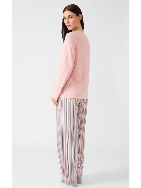 Minerva Winter Damen Pyjama-Set Baumwolle Rosa