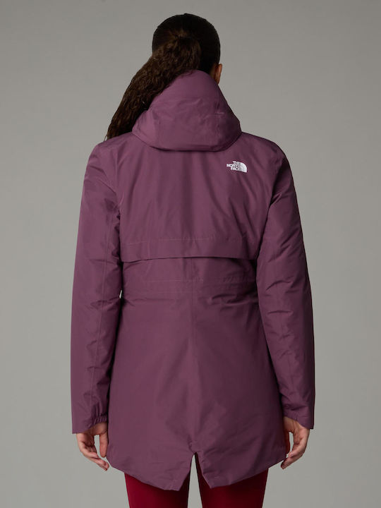 The North Face Hikesteller Insulated Women's Short Parka Jacket Waterproof for Winter Midnight Mauve