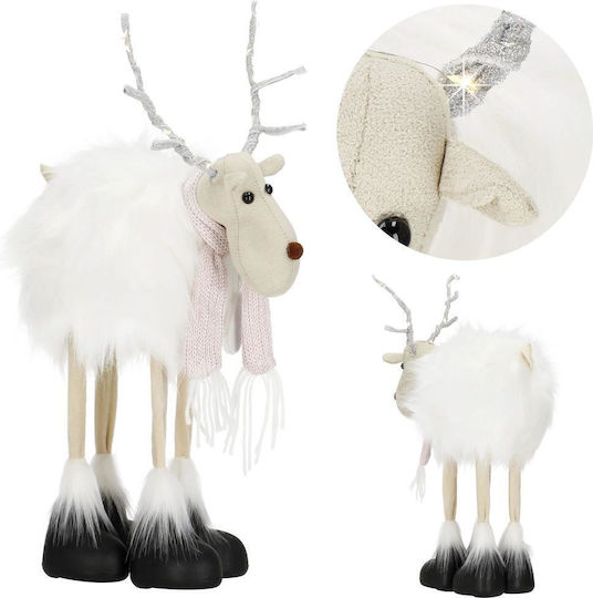 Christmas Figurine White Reindeer with Scarf Height 48cm