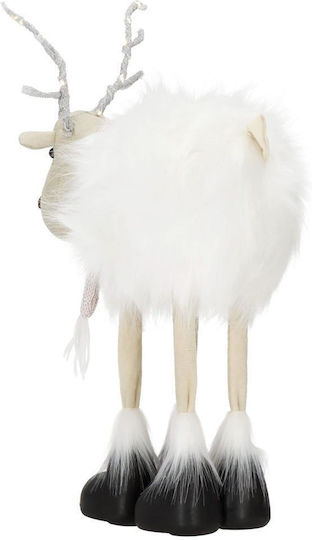 Christmas Figurine White Reindeer with Scarf Height 48cm