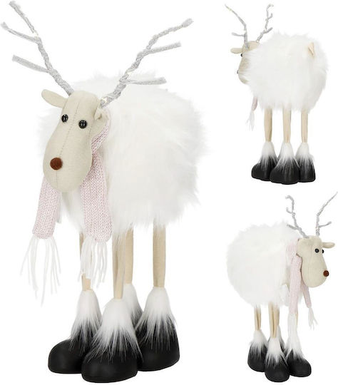Christmas Figurine White Reindeer with Scarf Height 48cm