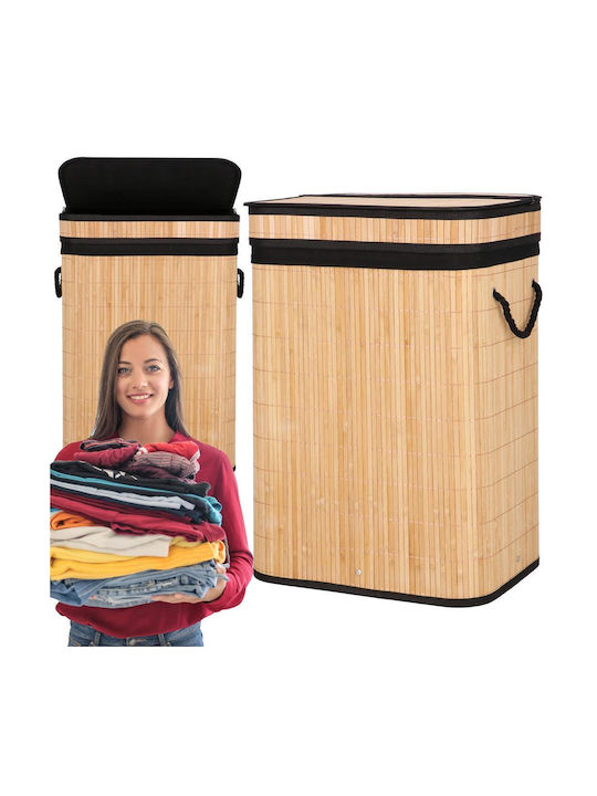 Sersimo Wäschekorb Bamboo 72lt mit Deckel 42x33x60cm Braune