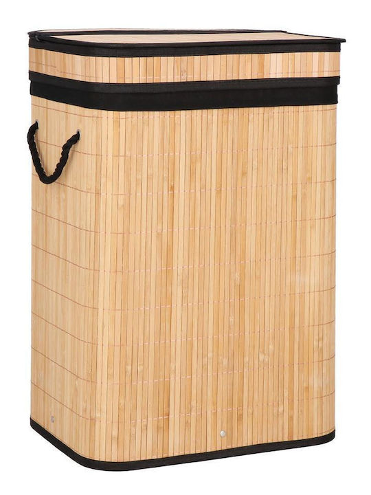 Sersimo Wäschekorb Bamboo 72lt mit Deckel 42x33x60cm Braune