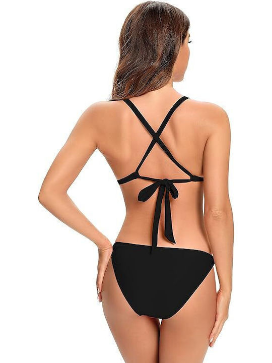 Bikini Set Triangle Top & Slip Bottom Elegant Black