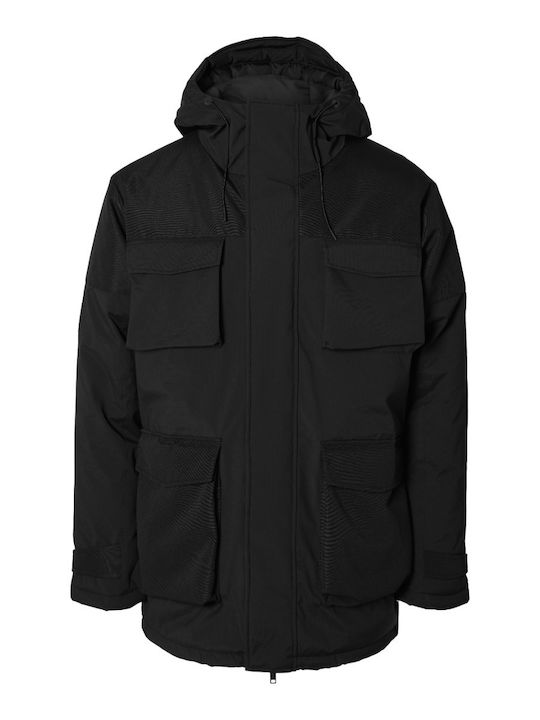 Selected Men's Winter Parka Jacket Waterproof Black