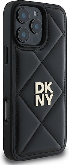 DKNY Quilted Stack Logo Back Cover Δερματίνης Μαύρο (iPhone 16 Pro Max)