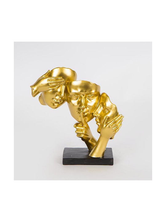 Dekorative Skulptur 3 Gesichter Gold 19x6.5x23.5cm 752-27063 Estheti 752-27063