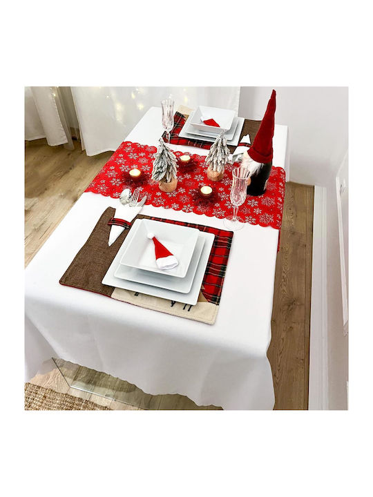 Weihnachtlich Tischtuch Stoff Rot L34xB187cm.