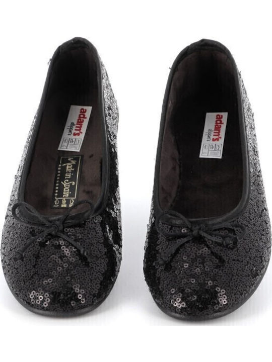 Leather Winter Women's Slippers Black