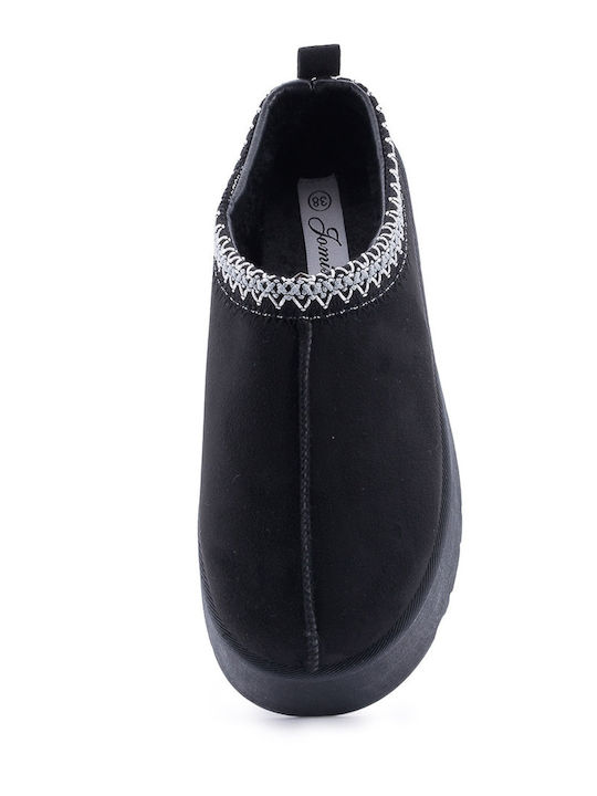 Winter Women's Slippers with Fur Black
