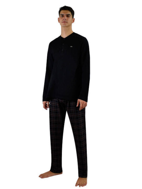 Poleren Men's Winter Pajamas Set Black