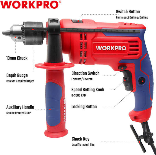 WorkPro Κρουστικό Δράπανο 710W