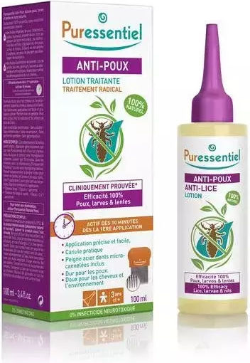 Puressentiel Anti Läusebehandlung Set mit Kamm & Lotion zur Prävention gegen Läuse 100ml