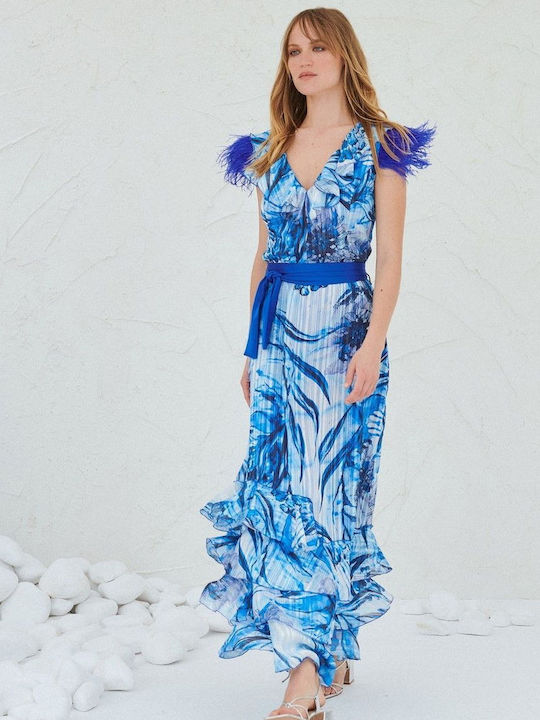 Pop & doll Maxi Dress with Ruffle Blue