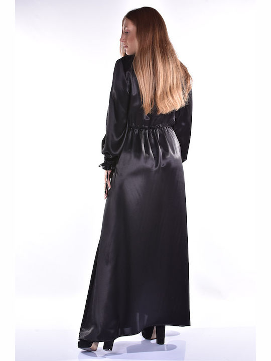 Maxi Evening Satin Dress Black
