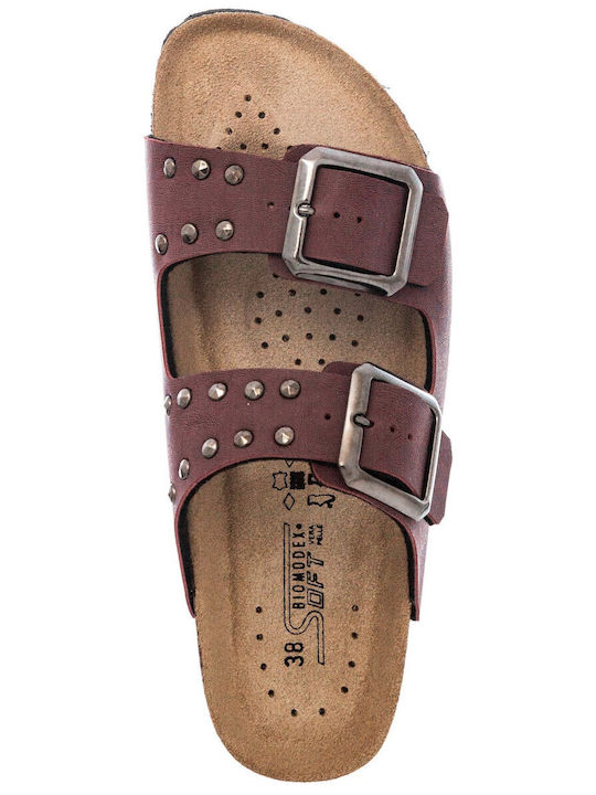 Flache Sandalen für Damen in Burgundisch Farbe