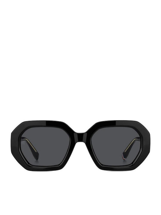 Tommy Hilfiger Women’s Sunglasses With Black Horn-Rimmed Frame And Grey Lens TH2155/S 807/IR