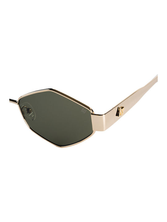 AV Sunglasses Susan Unisex Sunglasses with Gold Metal Frame and Green Lens 113-Susan Gold