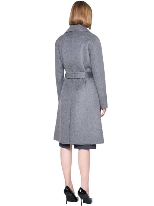 Silvian Heach Women's Midi Coat with Belt Gray