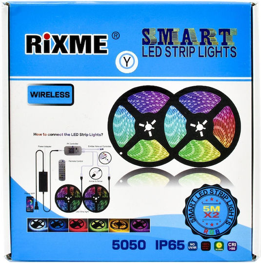 Rixme Αδιάβροχη Smart Ταινία LED Wi-Fi RGB Φως 5m Τύπου SMD5050 με Τηλεχειριστήριο