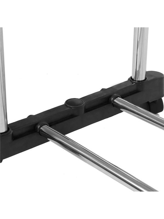 Wheeled Floor Garment Rack made of Metal Telescopic Silver 155x45x150cm