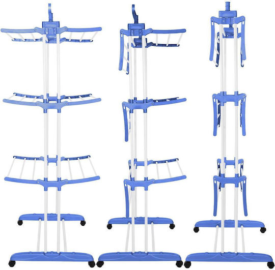 Vertical Clothes Dryer Mobile Foldable Two Hangers 75x57x170cm Load Capacity 15kg