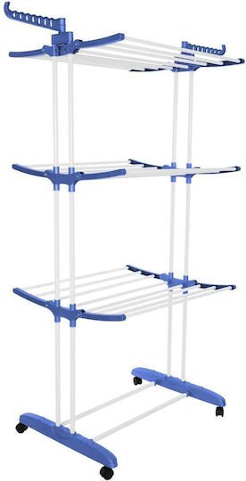 Vertical Clothes Dryer Mobile Foldable Two Hangers 75x57x170cm Load Capacity 15kg